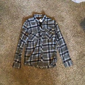 Distortion Large Blue Flannel Button Down Shirt
